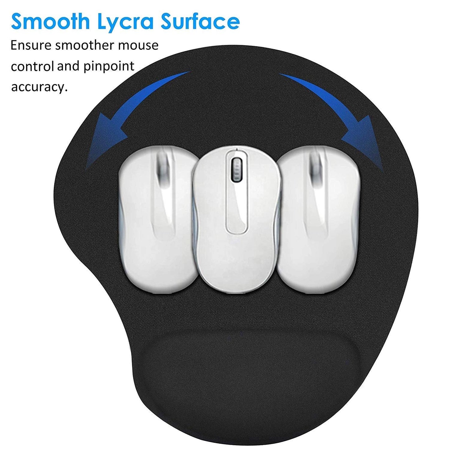 Torpedo Wrist Mouse Pad, Ergonomic Mouse Pad with Gel Wrist Rest Support, Gaming Mouse Pad with Lycra Cloth, Non-Slip Base for Computer, Laptop, Home, Office & Travel, Blue