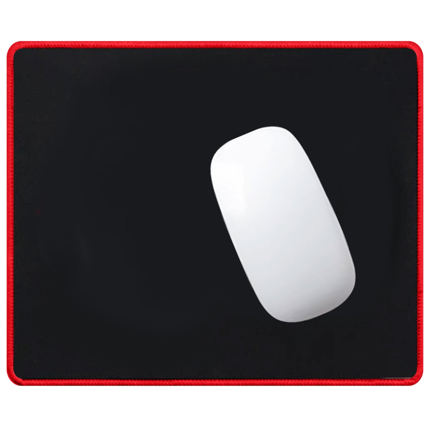 Torpedo Black Mouse Pad, Rectangular 25mm x 21mm Stitched Embroidery Edges 2mm Mouse Pads for Laptop Computers Offices 2mm Thickness 1 Pack Red Border