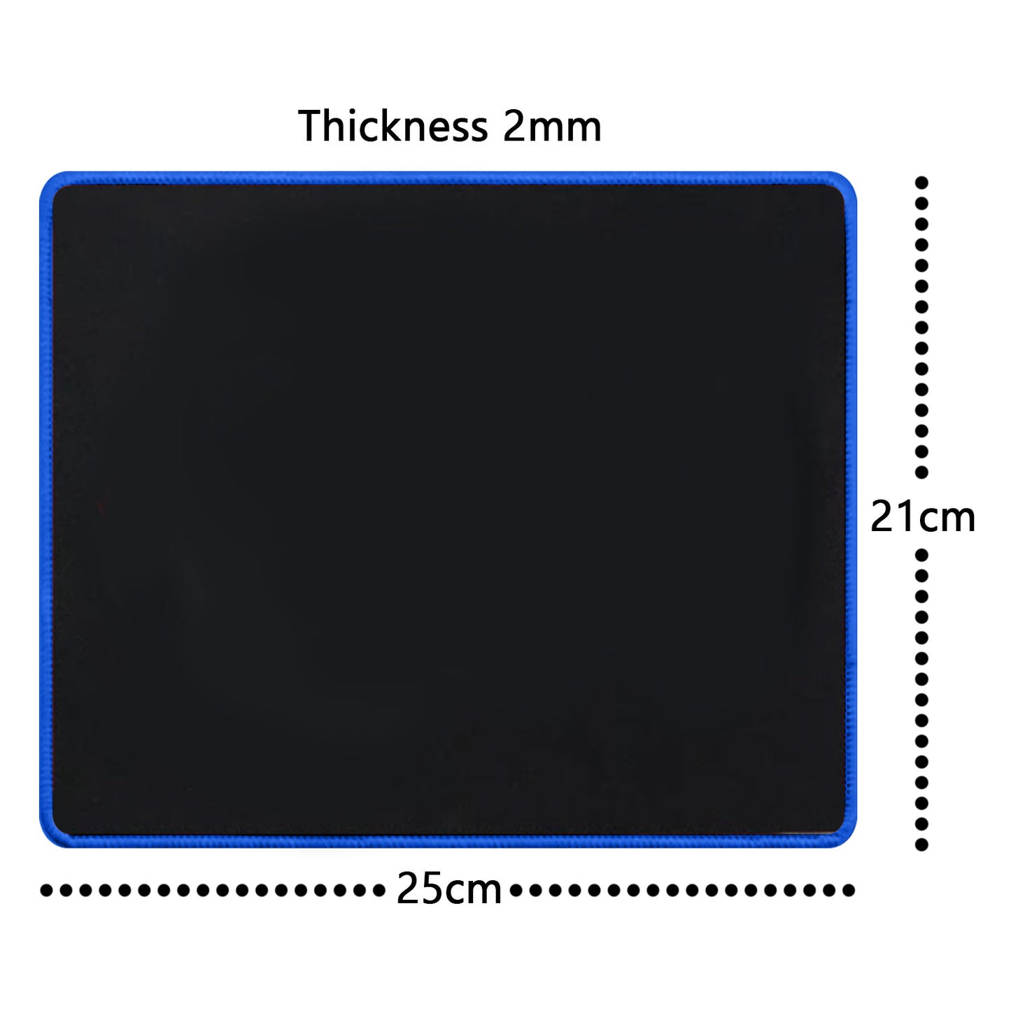 Torpedo Black Mouse Pad, Rectangular 25mm x 21mm Blue Stitched Embroidery Edges 2mm Mouse Pads for Laptop Computers Offices 2mm Thickness 1 Pack Blue Border