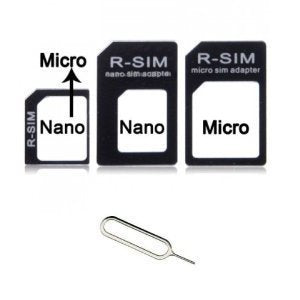 SIM Card Adapter Kit, Nano to Micro, Nano to Regular, Micro to Regular with Eject Pin 1 Pack