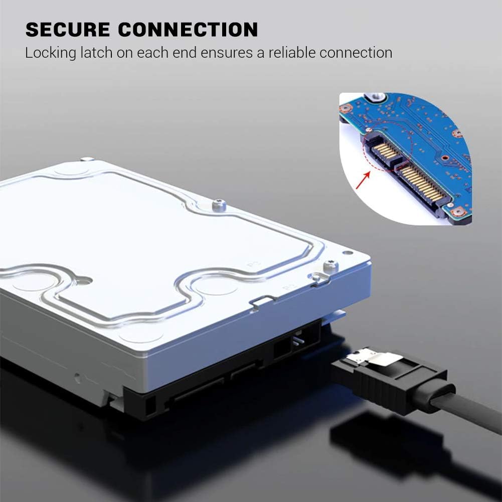 Torpedo SATA Cable III 6Gbps Straight HDD SDD Data Cable with Locking Latch 16 inches Compatible for SATA HDD, SSD, CD Driver, CD Writer