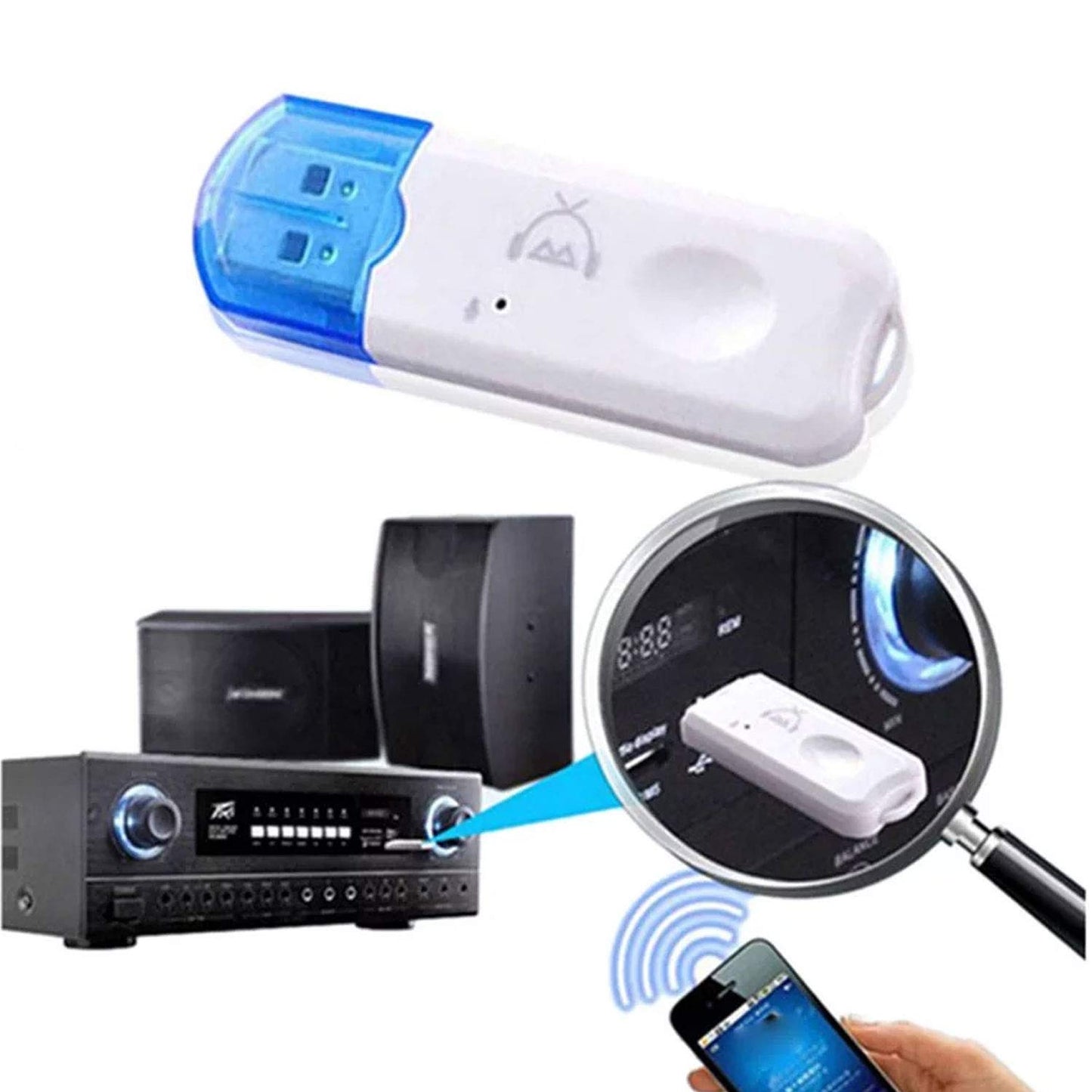 Torpedo White USB Bluetooth 3.0 Audio Receiver Dongle for Car Audio System, Home Theaters, Speaker Music Systems Compatible for All Mobiles, Tabs and Laptops with Mic