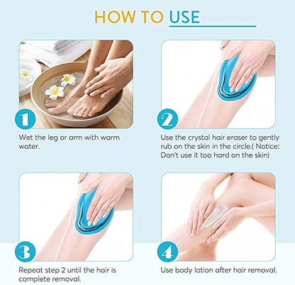 Crystal Hair Remover for Women and Men Upgraded Nano-crystalline Dots Technology Crystal Hair Eraser for Women Reusable Painless Hair Removal Stone