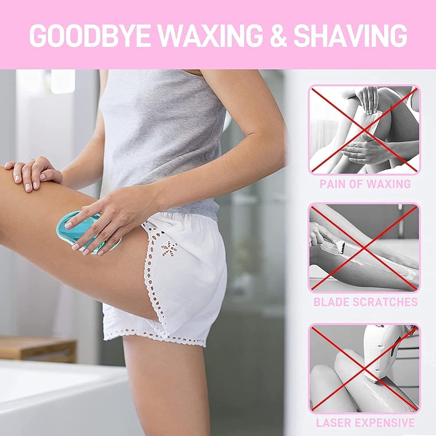 Crystal Hair Remover for Women and Men Upgraded Nano-crystalline Dots Technology Crystal Hair Eraser for Women Reusable Painless Hair Removal Stone