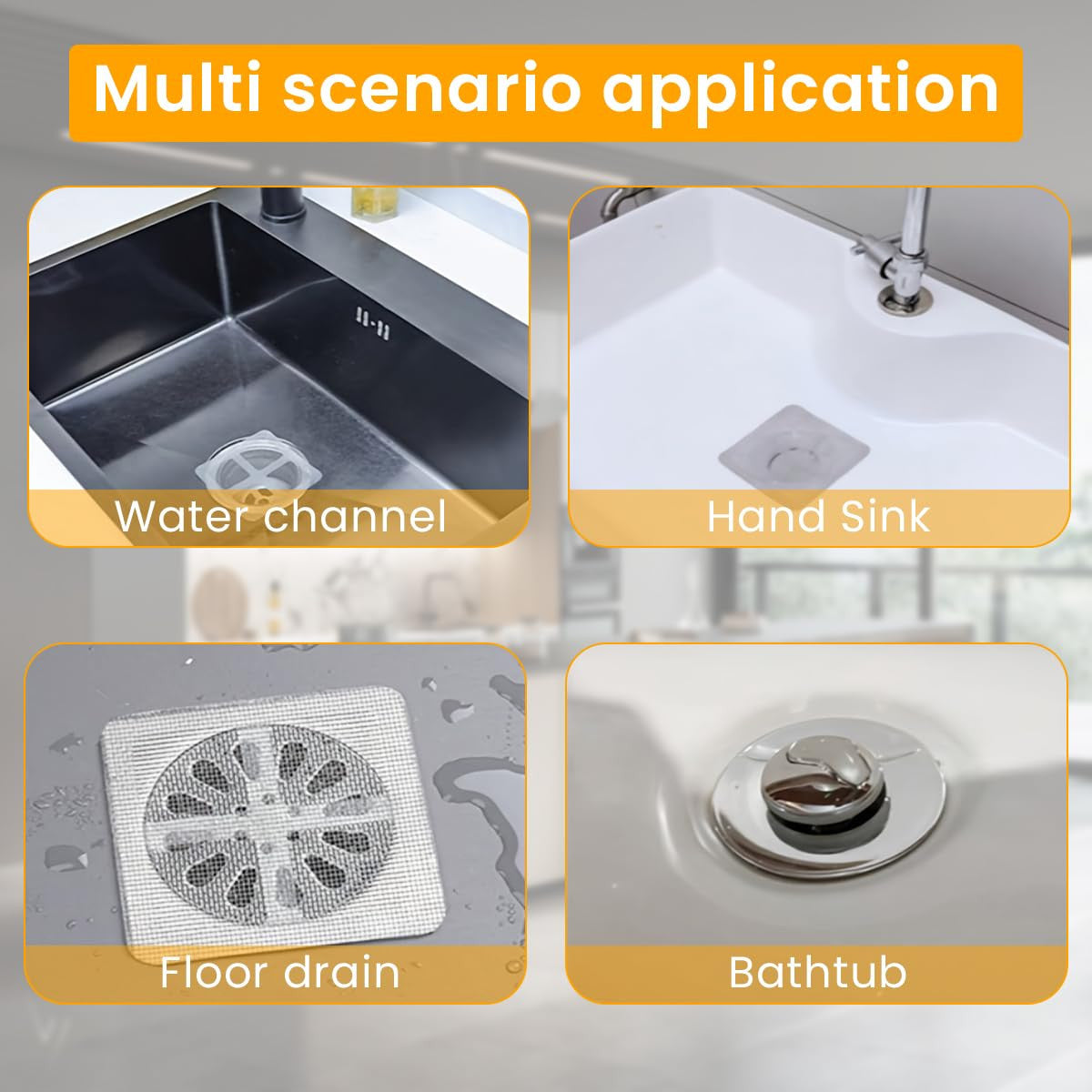 Kitchen Sink Strainer, Disposable Shower Drain Cover, Hair Catcher Shower Stickers, Reusable and Versatile Drain Cover for Bathroom Laundry Bathtub Kitchen Sink (Pack of 10)