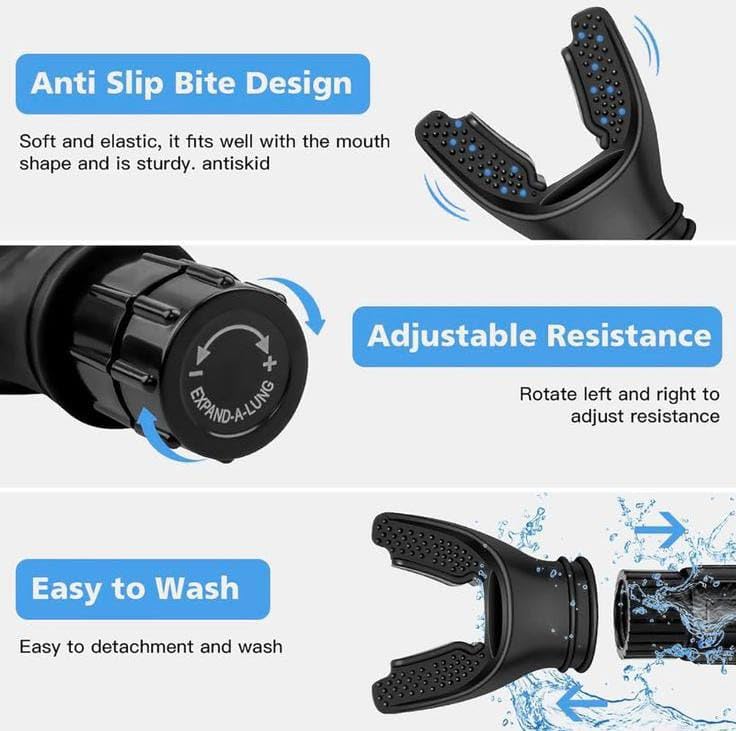 Lung Breathing Trainer | Pure Silicone Lung Exercise Device | Respiratory Muscle Trainer & Lung Capacity Expander