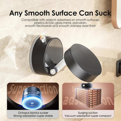 Magnetic Phone Holder Hands Free, Foldable Suction Mount, Strong Grip for Mirror, Shower, Gym, Car, Kitchen and Universal Magnetic Phone Stand - Black