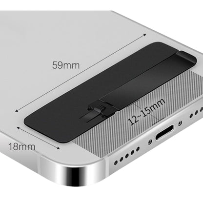 Mobile Phone Kickstand, Ultra-Thin Invisible Phone Kickstand, Thin Metal Phone Stand, Adjustable Angle Phone Kickstand Compatible, Foldable Phone Stand for Most Phones, Metallic Black