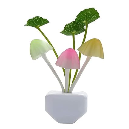 Night Lamp Multicolour Single Pack Smart Sensor, Color Change, auto On/Off, Beautiful Illumination, Home Decoration Lights, for Bedroom Corridor, Mushroom Flowers, Pack of 1