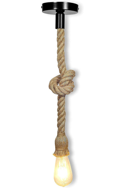 E27 Holder Jute Rope Pendant Light Hanging Light Vintage Look Ceiling Mount Soft Jute for Easy Knot (Brown, 1Meter) Pack of 1