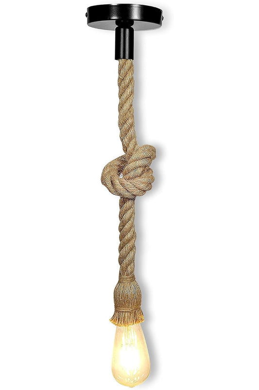 E27 Holder Jute Rope Pendant Light Hanging Light Vintage Look Ceiling Mount Soft Jute for Easy Knot (Brown, 1Meter) Pack of 1