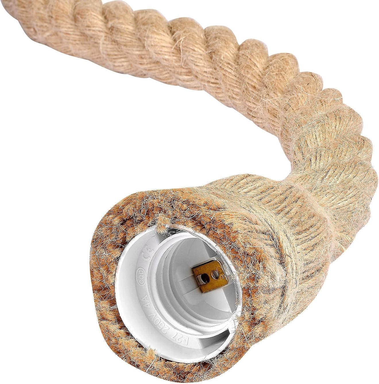 E27 Holder Jute Rope Pendant Light Hanging Light Vintage Look Ceiling Mount Soft Jute for Easy Knot (Brown, 1Meter) Pack of 1