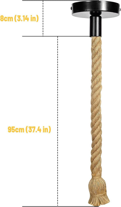 E27 Holder Jute Rope Pendant Light Hanging Light Vintage Look Ceiling Mount Soft Jute for Easy Knot (Brown, 1Meter) Pack of 1