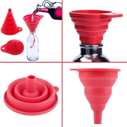 Silicone Funnel for Kitchen Retractable Silicone Oil Liquid Collapsible Silicone Funnel Assorted 1 Pack