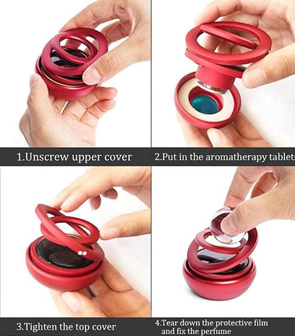 Solar Power Rotating Design Alloy Body Car Interior Decoration Air Freshener Aromatherapy Perfume, with Organic Fragrance