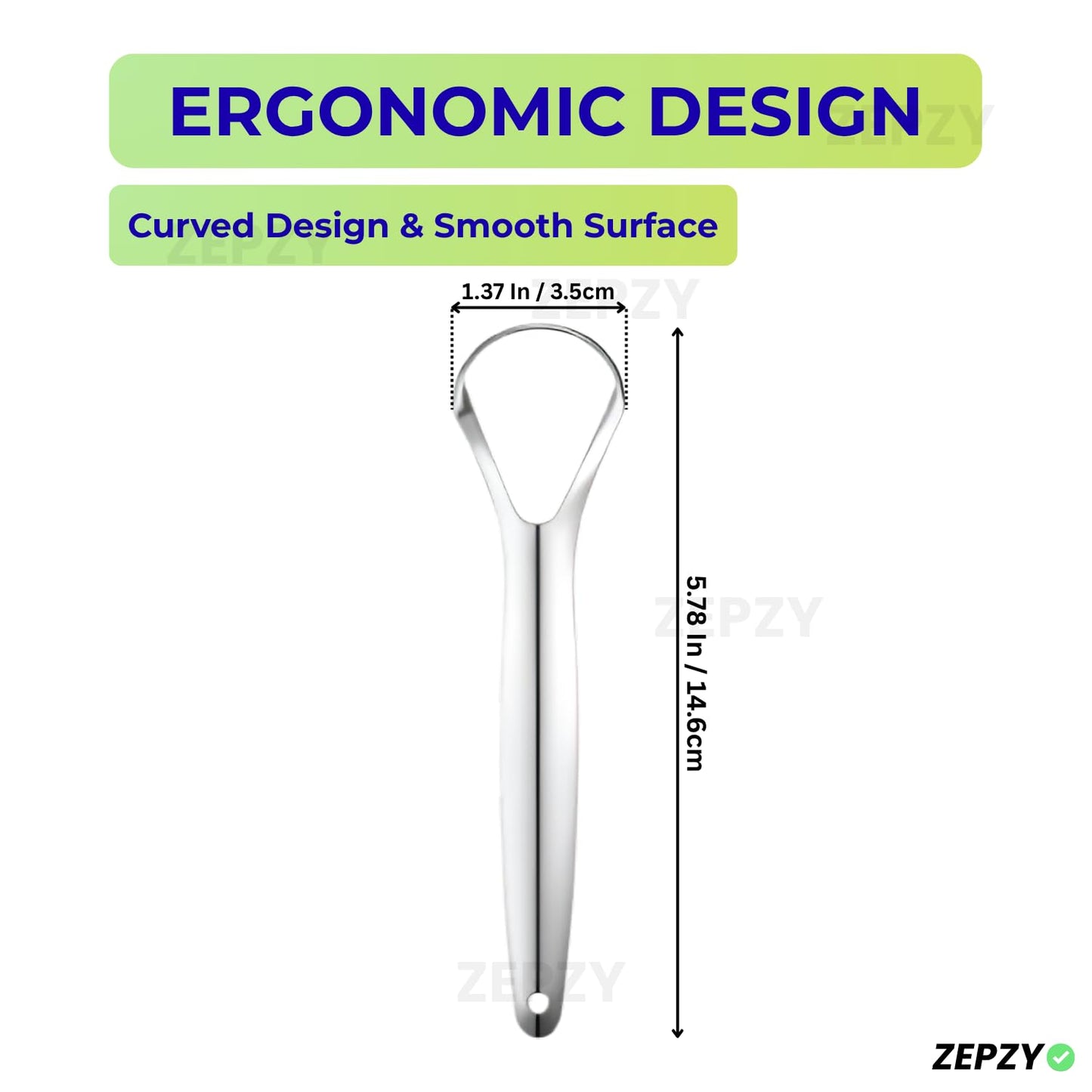 Tongue Cleaner for Men, Women & Kids, Tongue Scraper Stainless Steel, Removes Bacteria, Fights Bad Breath & Improves Taste, BPA-Free Oral Health Care Tool, Easy & Safe to Use Pack of 2