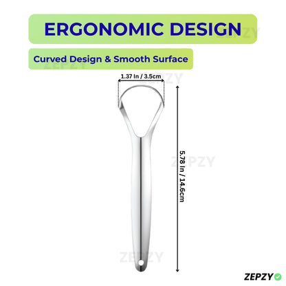 Tongue Cleaner for Men, Women & Kids, Tongue Scraper Stainless Steel, Removes Bacteria, Fights Bad Breath & Improves Taste, BPA-Free Oral Health Care Tool, Easy & Safe to Use Pack of 2