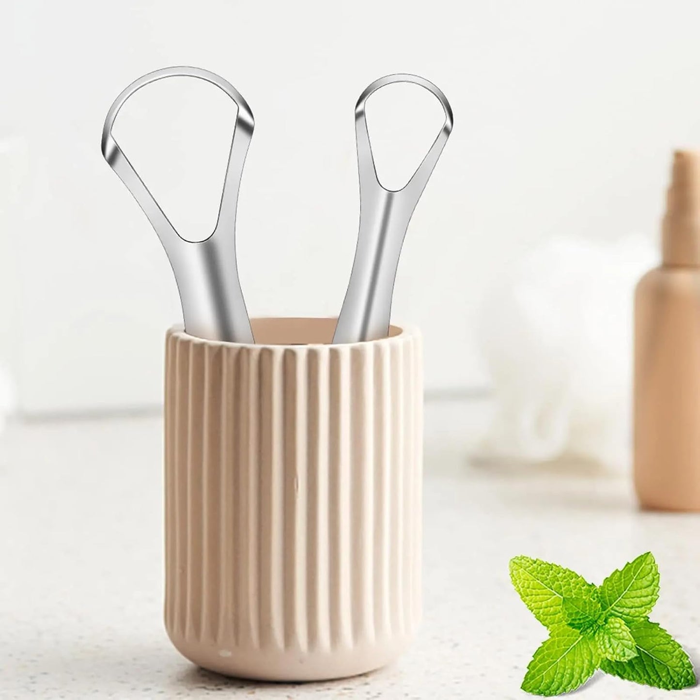 Tongue Cleaner for Men, Women & Kids, Tongue Scraper Stainless Steel, Removes Bacteria, Fights Bad Breath & Improves Taste, BPA-Free Oral Health Care Tool, Easy & Safe to Use Pack of 2