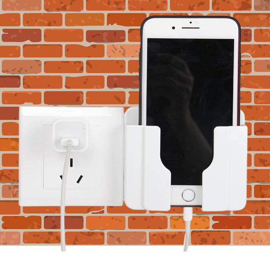 Torpedo Wall Mount Mobile Holder, Storage Case for Slim AC TV Remote, Mobile Stand for Wall Bedside Fixed Rack, Bedroom, Office Accessories White