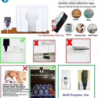 Torpedo Wall Mount Mobile Holder, Storage Case for Slim AC TV Remote, Mobile Stand for Wall Bedside Fixed Rack, Bedroom, Office Accessories White