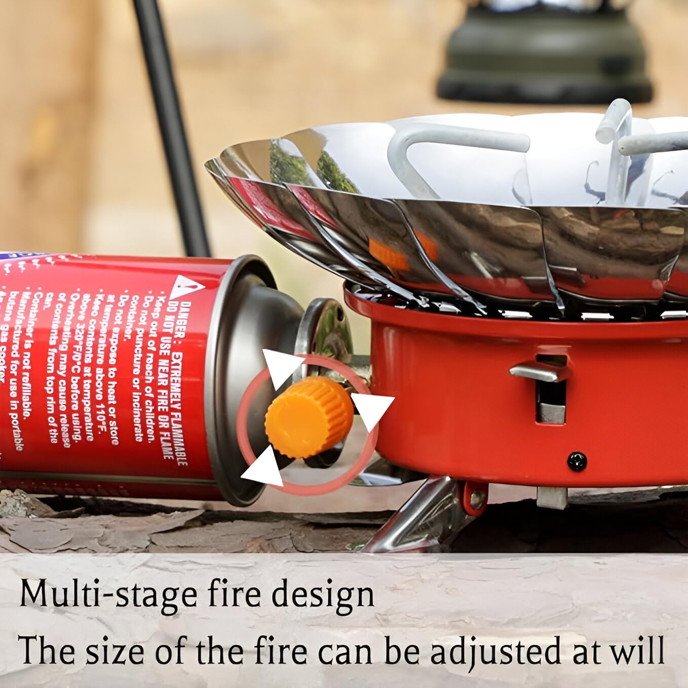 Windproof Gas Stove Burner, Portable Stainless Steel Mini Camping Stove for Outdoor Cooking, Hiking, Picnic, Trekking, Backpacking Lotus Shape Compact Butane Gas Stove