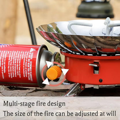 Windproof Gas Stove Burner, Portable Stainless Steel Mini Camping Stove for Outdoor Cooking, Hiking, Picnic, Trekking, Backpacking Lotus Shape Compact Butane Gas Stove